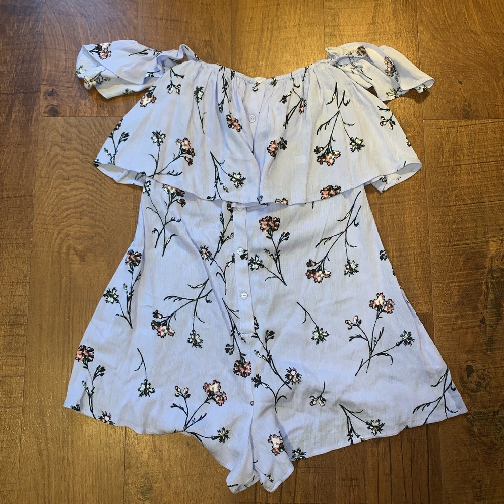 Lush Off the Shoulder Romper Floral